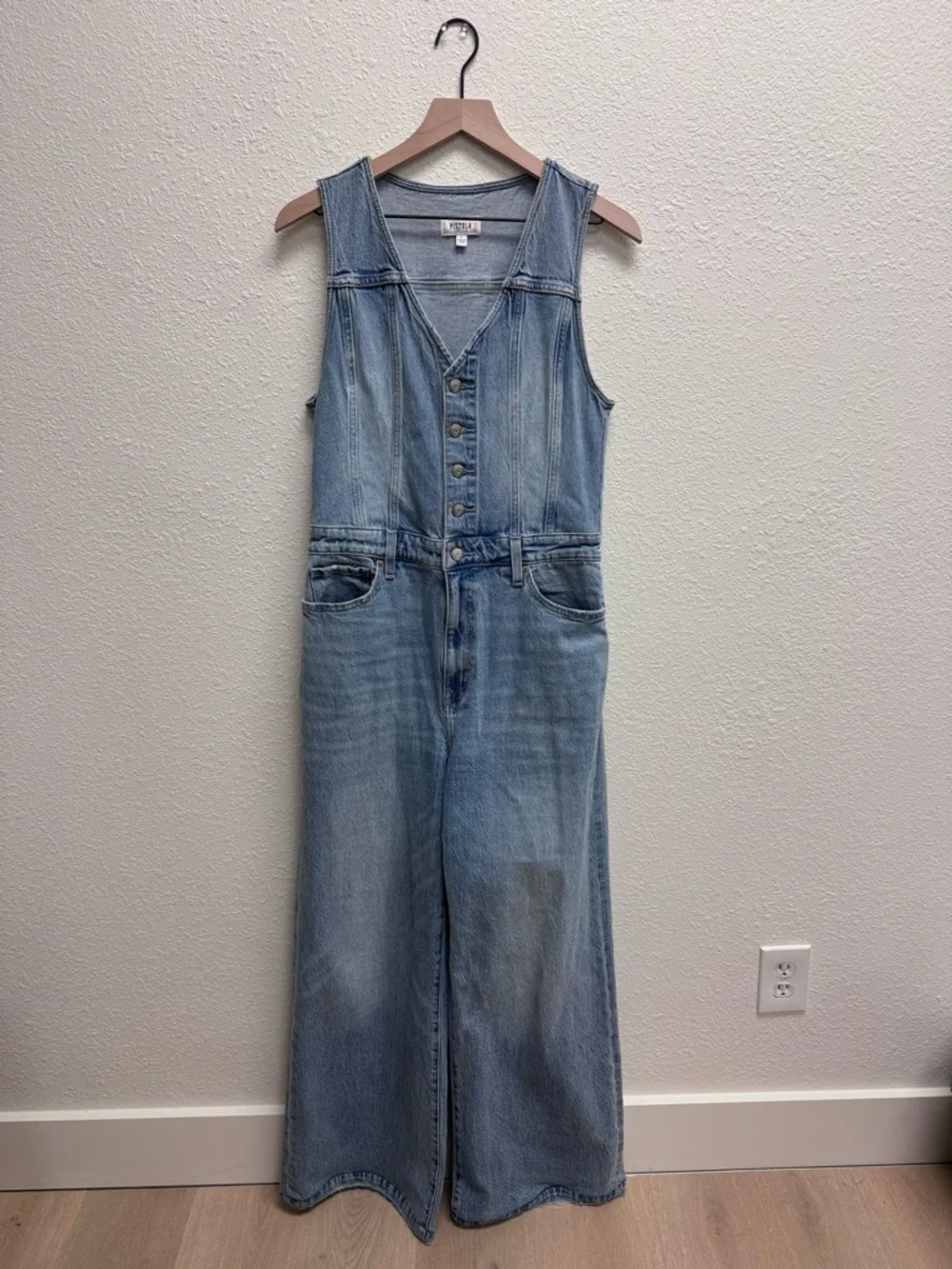 pistola Light Blue Sleeveless Denim Overalls Jumpsuit - Picture 3 of 6